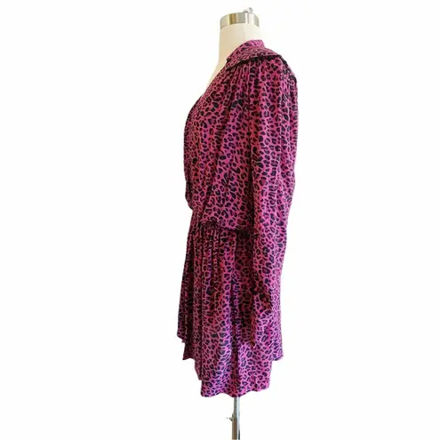 Zadig & Voltaire  Reveal Leopard Print Dress Hot Pink Black MSRP $398 Large NWT