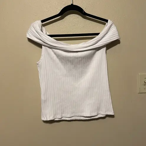 Madewell  Womens White Ribbed‎ Off-the-Shoulder Top Size Large NWT