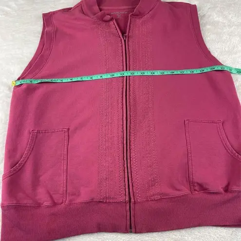 Woolrich Full Zip Embroidered Vest Womens Size XL Pink Pockets Casual Fall Retro