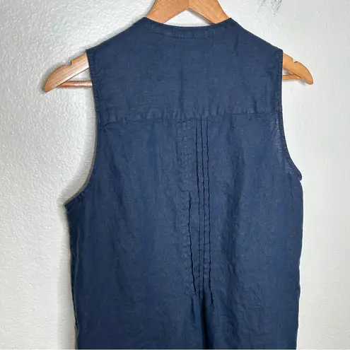 Quince 100% European Linen Sleeveless Swing Dress in Deep Navy medium
