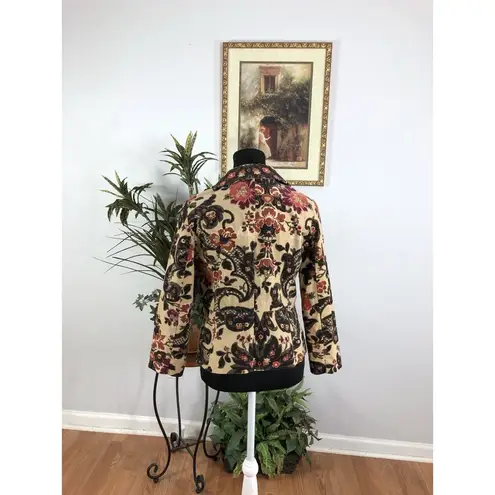 ATL Studio Brown Paisly 6 Jacket without Removable Faux Fur Trim Office Siren