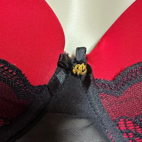 Daisy Fuentes Negligie Black Red Sexy Sheer Lace Size L Babydoll Fairy Nightgown