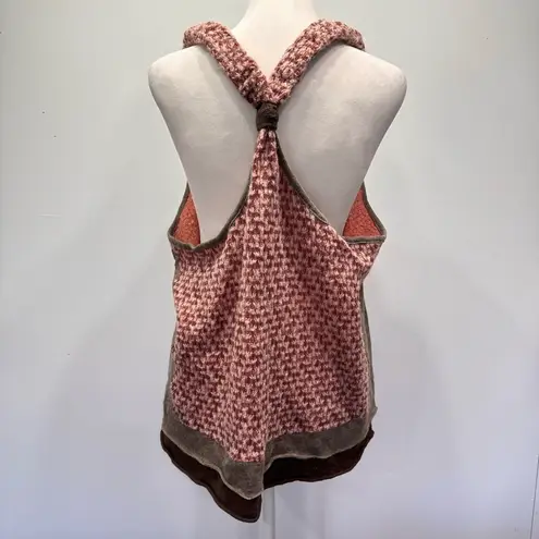 Brown & Pink Mixed Knit Racer Back Tank Top Funky People Boho Cottagecore XL