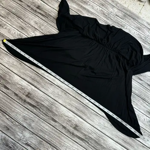 Go Couture Women's Off Shoulder Tiered Black Cropped Blouse L LG Large Ruffles