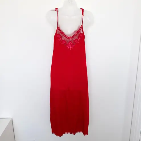 Womens Swim Cover Up Size S Red Lace Trim Slip Dress Beachwear Boho Coastal