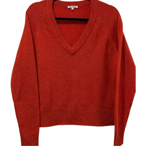 Reformation  Cashmere Relaxed Dark Orange V-Neck Boxy Pullover Sweater Size XS