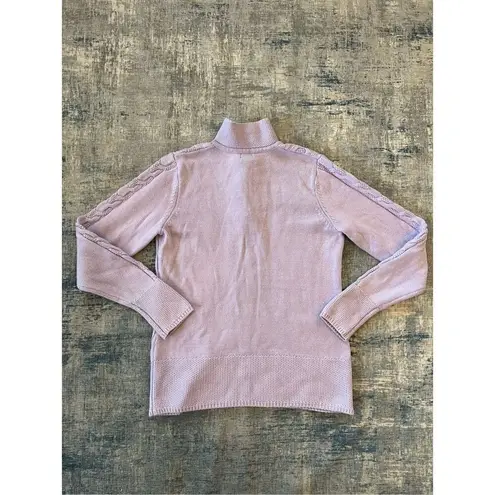 IZOD Lavender High Neck Cable Knit 1/4 Zip Sweater Medium