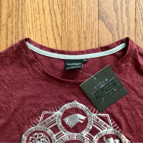 Game of Thrones RARE Crew Neck Graphic TShirt Cherry Burgundy Women’s Size M NWT Red Size M