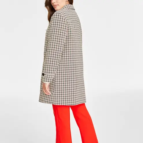 Women’s Checkered Car Coat On 34th Macy’s size XXL Tan Cream Brown Black