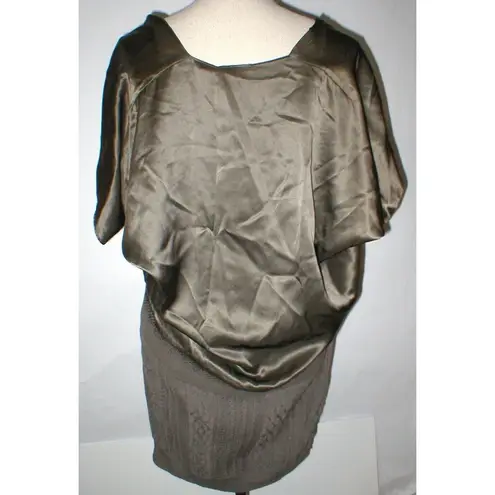 New Womens M 6 NWT Dress 3 Designer Patrizia Pepe Firenze Brown 100% Silk Wool Size M