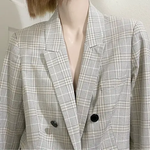 Karl Lagerfeld Paris Double Breasted Style 1-Button Neutral Plaid Blazer M/L?