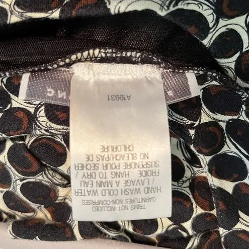 Papillon Blanc Dress Polka Dot Scoop Neck 3/4 Sleeve Black Brown Cream Sz XL EUC