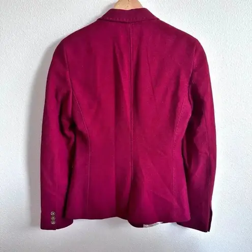 Massimo Dutti  | Dark Red Blazer Cotton Wool Stitch Detail | Size 2