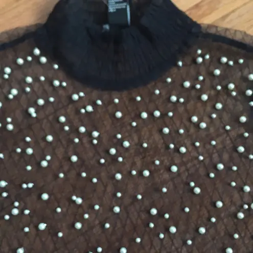 See through faux pearl top. Xs Black