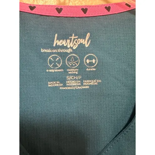Heartsoul Women's Scrub Top Size Small Teal Stretch V