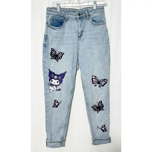 Sanrio Kuromi By Juniors Butterfly Mom Jeans High Rise Straight Leg Jeans Size 7