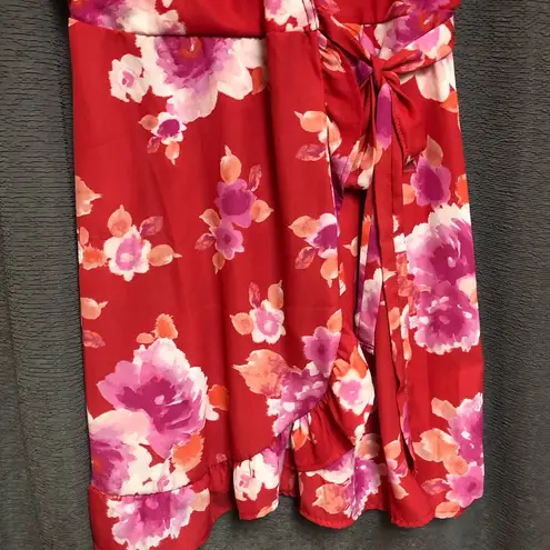 Pink Lily , medium wrap, dress, pink coral red lavender purple orange  floral