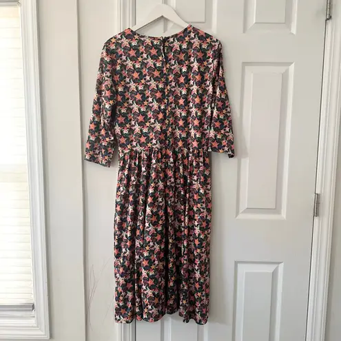 Dolly and Dotty Unique Vintage Billie Black Orange Stars Midi Flared Dress 12