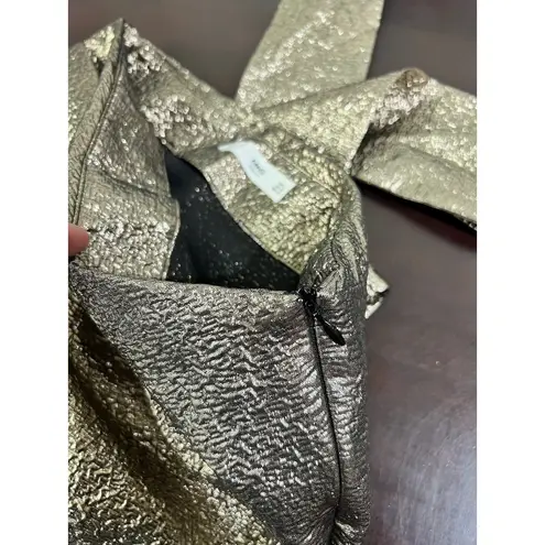 MNG Casual Metallic Textured Mini Skirt with Bow Detail Women's Size XS Gold