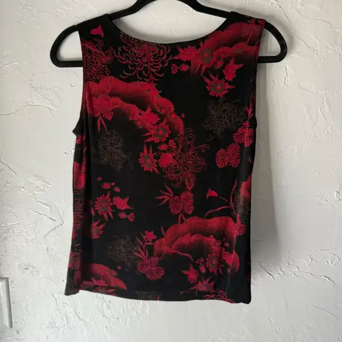 Christina Hope Petite M Y2k Black Floral Tank Top Japanese Grunge Whimsigoth Size 00