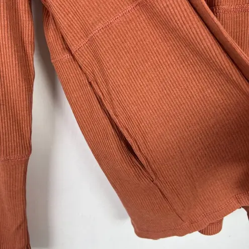 Chaser NWT  Ribbed Open Front Cardigan Pockets Orange Size Small S NEW