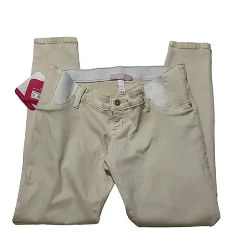 Isabel Maternity NWT Ecru Skinny Jeans Jeggings Side Panels Under Belly New