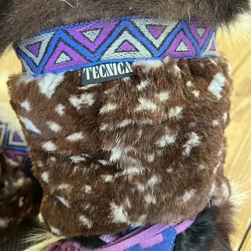 TECNICA Goat Fur Winter Boots Italy Leather Wedge Women 37/5 Black