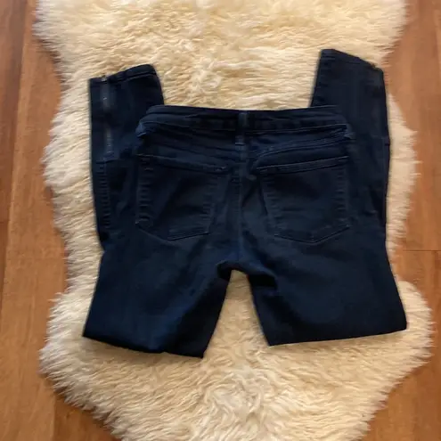 Just Black  Cropped Skinny Ankle Zipper Dark Blue Denim Jeans Sz 25 Midrise