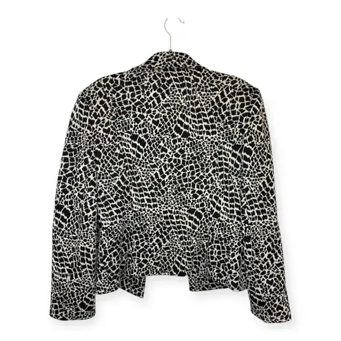 Kasper Black White Abstract Animal Print Blazer Women’s 14 Career Office Jacket
