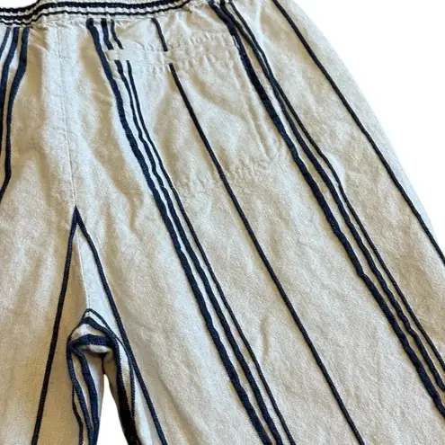 Soft Surroundings Bartley Linen Cotton Blend Pants Cropped Stripe Size Large