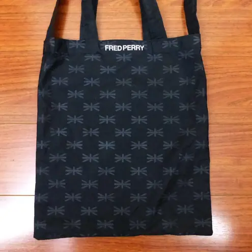 Fred Perry Tote Bag Black Laurel Wreath Logo Carryall Shopper Crossbody Nylon