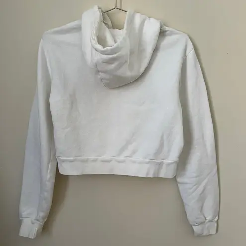 John Galt  White Cropped Full Zip Up Hoodie Size S