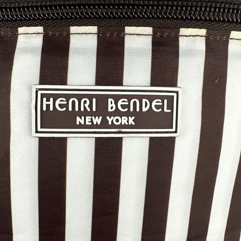 Henri Bendel  Zip Around Packable Brown White Stripe Backpack Lightweight