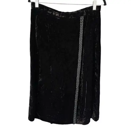 T2 80s VTG Mila Schön Due Italy Velvet Velour Jacket Wrap Skirt Braided Suit Black Size M