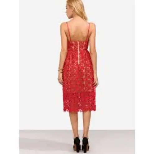 ✨ HP✨ Hollow Out Fit & Flare Lace Cami Dress✨ Red Size M