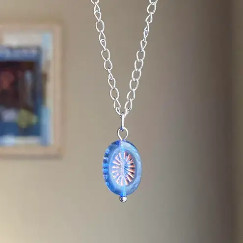 Handmade retro vintage chic whimsical style quality Czech glass bead simple necklace🩵