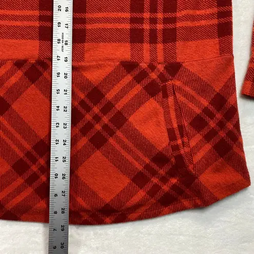 Soft Surroundings Top M Petite Plaid flannel Half Zip Pullover Tunic pilling