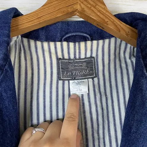 Vintage Le Tigre Distressed Denim Jean Utility Preppy Blazer Size M