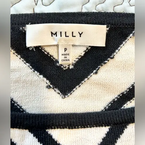 Milly Intarsia Merino Wool Black White Chevron Stripe Sweater~P (XS/Petite) 💛