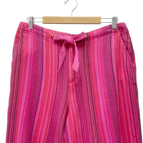 Sundance NWT Hana Stripe Pink Wide Leg Pants Size PM Medium Petite Boho Beachy