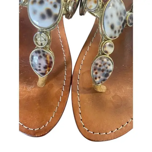 Mystique Thong Sandals Animal Print Brown Size 9