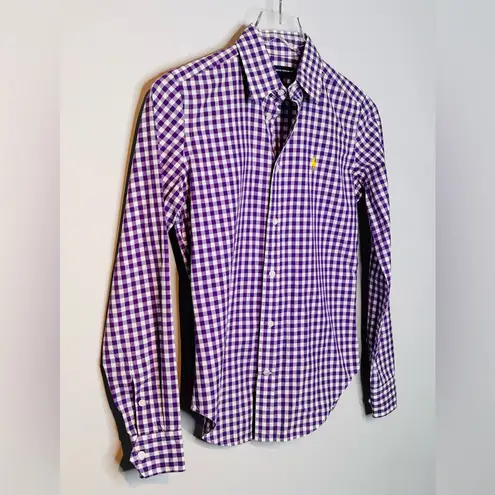 Ralph Lauren  Women’s Purple Gingham Checkered Button Down Shirt