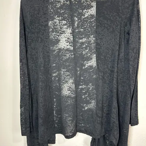 Active Basic Black Lightweight Burnout Open Front Cardigan Women's Small - Image 4