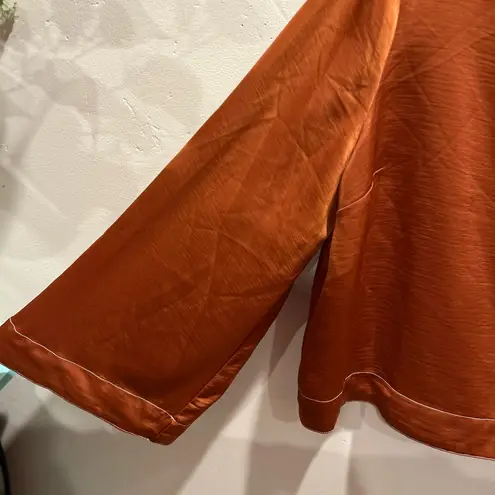 Prologue Women's Rust Satin Long Sleeve Blouse Top Sz XL