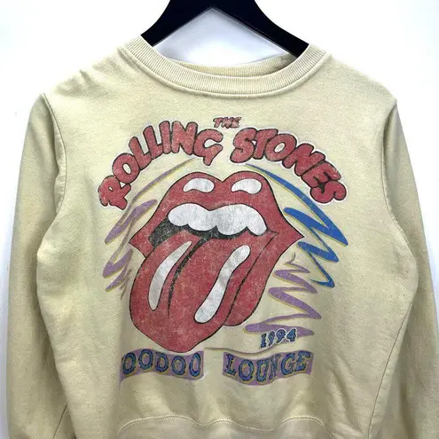 The Rolling Stones Oversized Voodoo Lounge Sweatshirt Small 1994 Tour Yellow Graphic