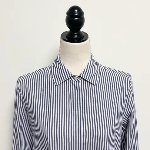 Derek Lam 10 Crosby Blue White Stripe Hidden Button Up Side Corset Tie Tunic 6
