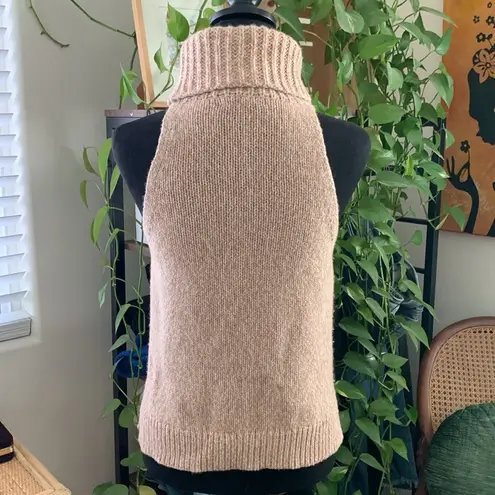 Madewell  Tan & Cream Knit Wool Blend Sleeveless Turtleneck Sweater - Small