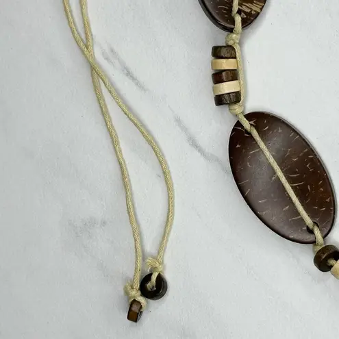 Coconut Shell Beaded Tie Belt Boho Natural Brown Medium (M) ✨