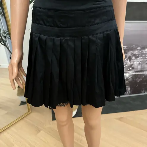 Bebe  Black Pleated Mini Tennis Skirt with lace