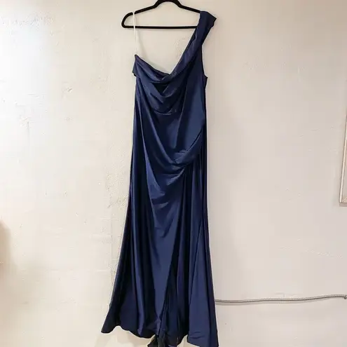 Cynthia & Sahar Luz Luxe Satin Stretch Formal Gown in Midnight Navy Size XXL